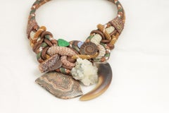 Designer Signature Alex & Lee Multi Gemstone and Cord Statement Necklace OM1045