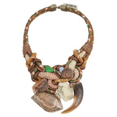 Designer Signature Alex & Lee Multi Gemstone and Cord Statement Necklace OM1045