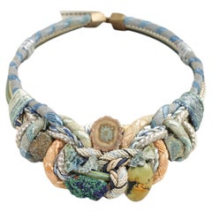 Designer Signature Alex & Lee Multi Gemstone and Cord Statement Necklace OM1342