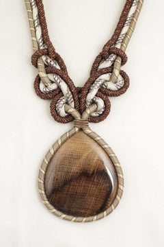 Designer Signature Alex & Lee Multi Gemstone and Cord Statement Necklace OM192