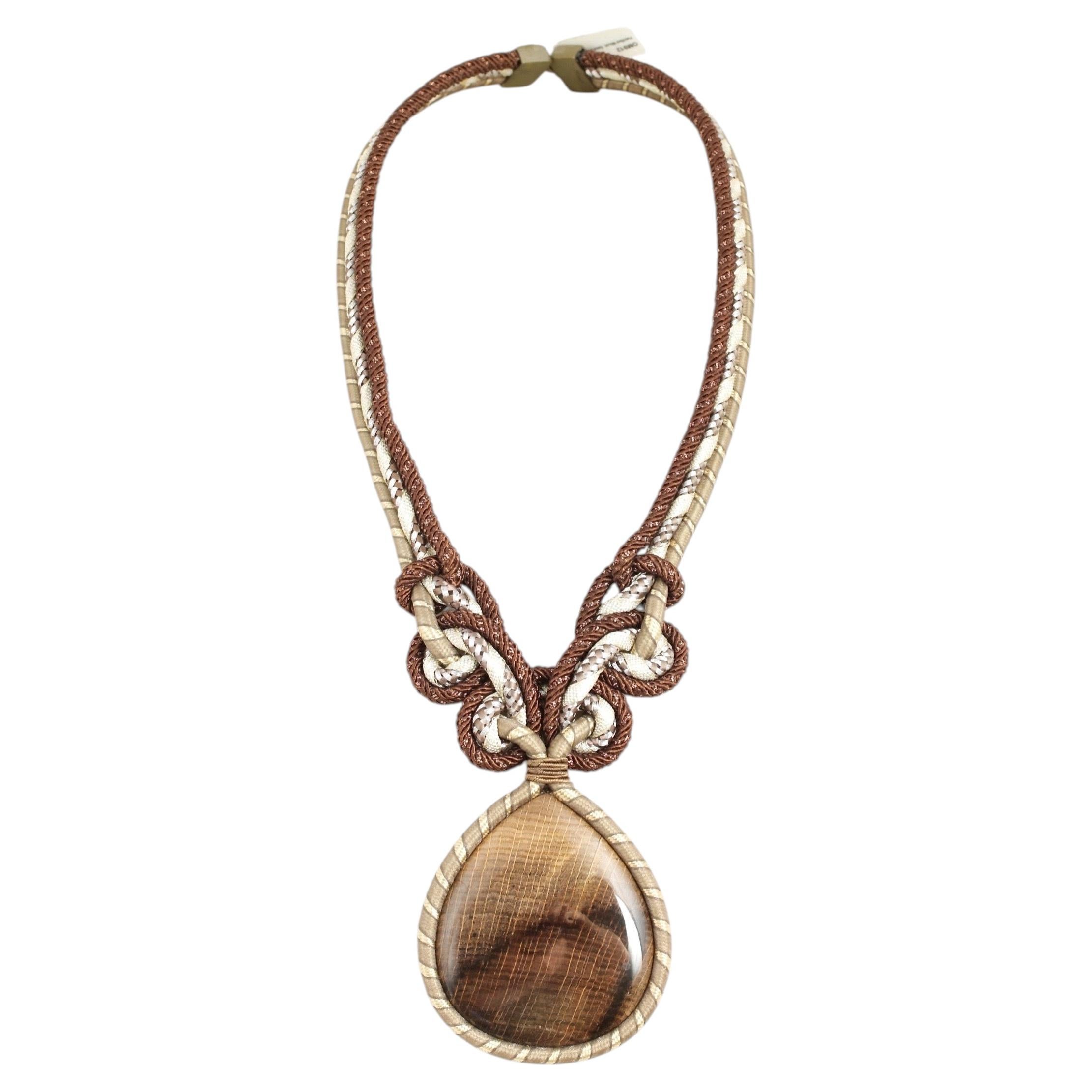Designer Signature Alex & Lee Multi Gemstone and Cord Statement Necklace OM192 For Sale
