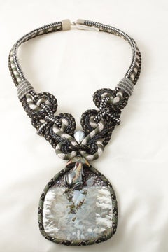 Designer Signature Alex & Lee Multi Gemstone Cord Statement Bib Necklace 1311