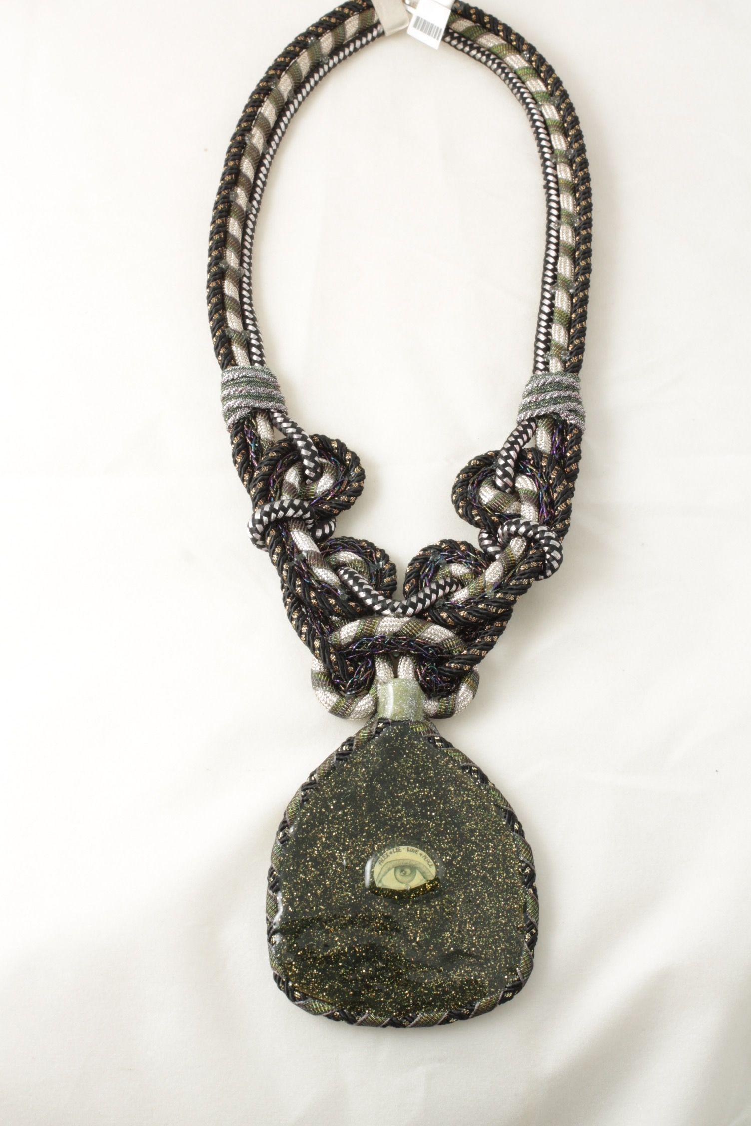Mixed Cut Designer Signature Alex & Lee Multi Gemstone Cord Statement Bib Necklace 1311 For Sale
