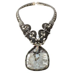 Designer Signature Alex & Lee Multi Gemstone Cord Statement Bib Necklace 1311