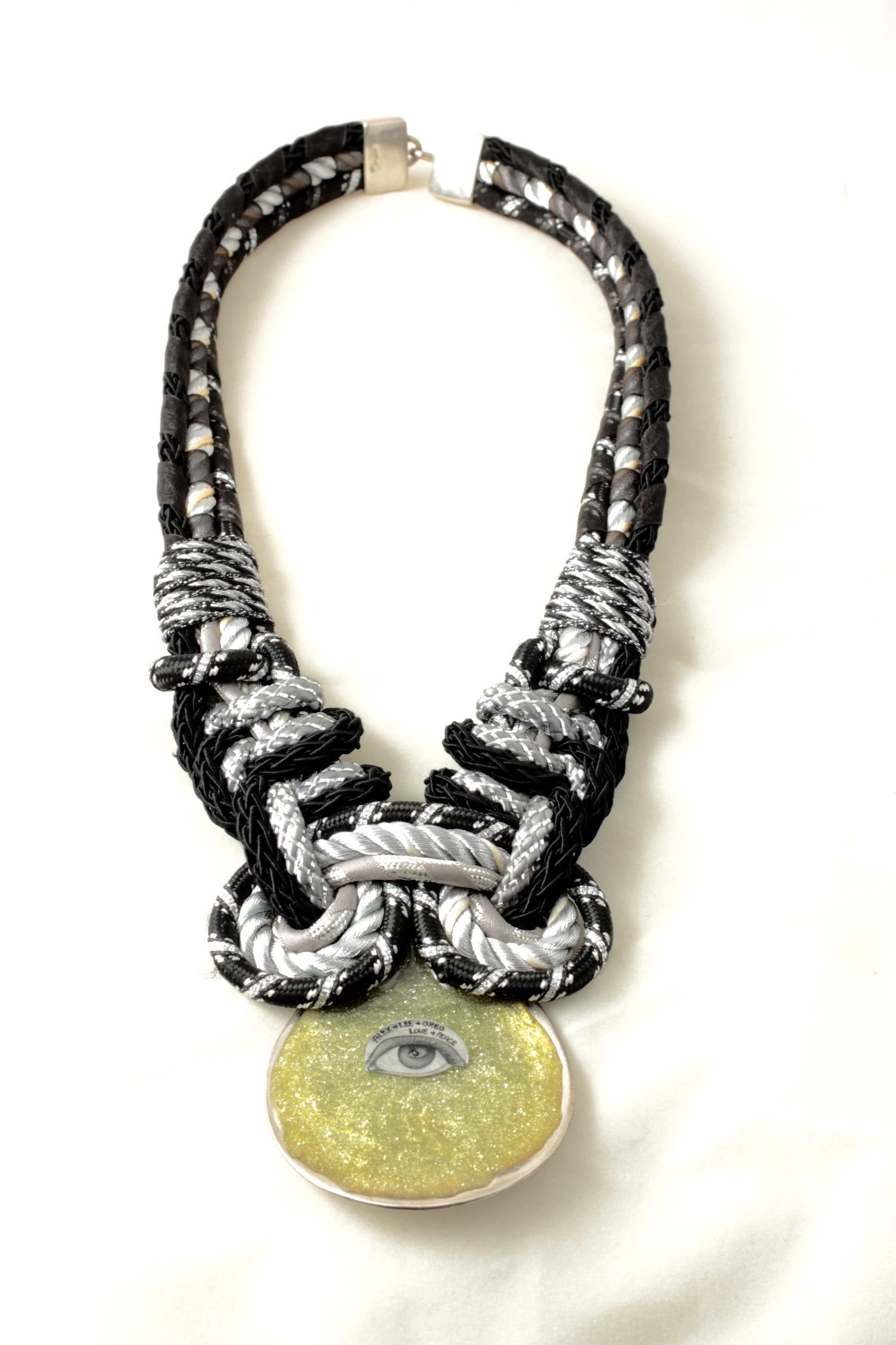 Taglio misto Firma d'autore Alex & Lee Silver Collana con cordoncino nero e argento 1306 in vendita