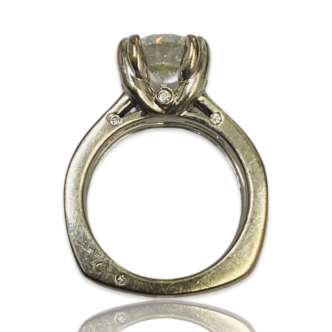 Designer Signed 3.00 Carat Diamond Engagement Ring 18k White Gold  For Sale 5