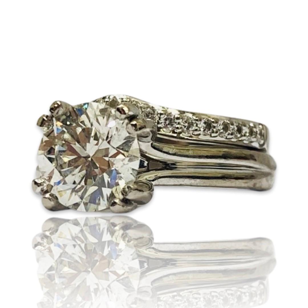 Women's Designer Signed 3.00 Carat Diamond Engagement Ring 18k White Gold  For Sale