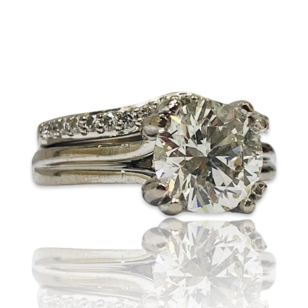 Designer Signed 3.00 Carat Diamond Engagement Ring 18k White Gold  For Sale 1