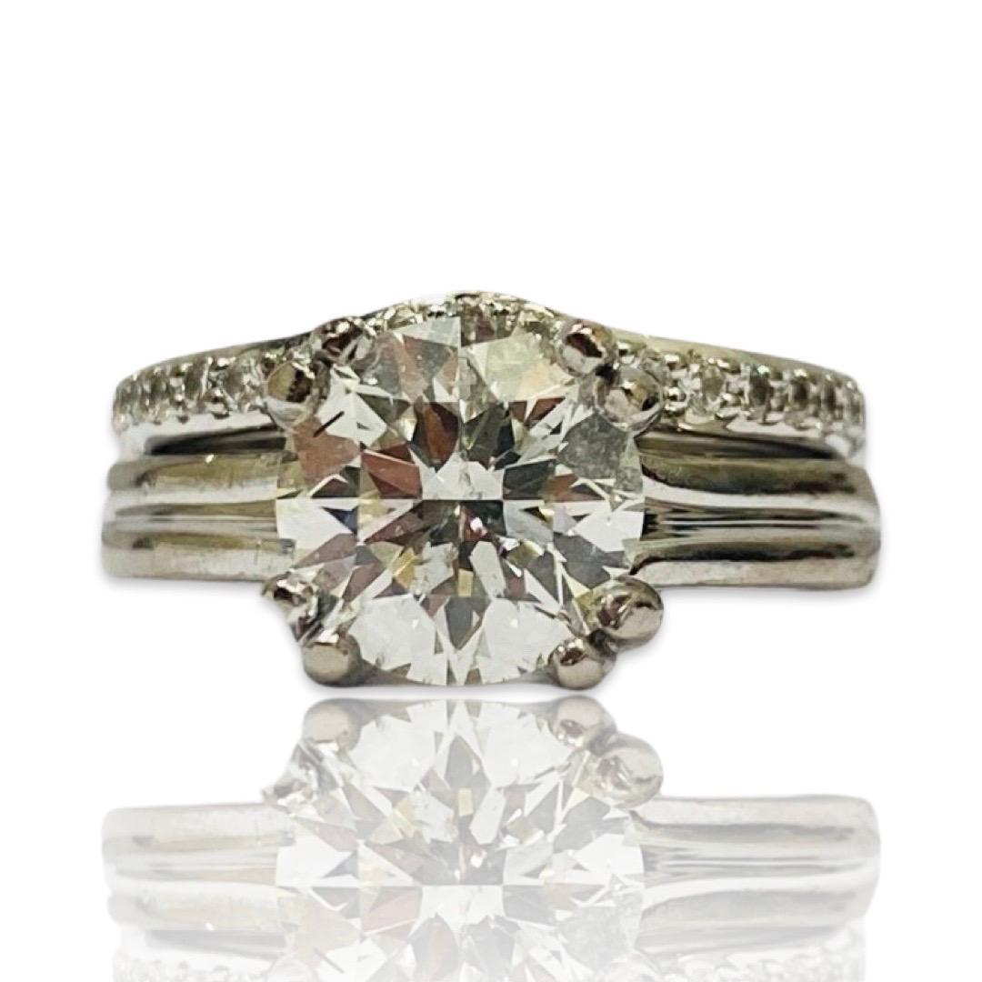 Designer Signed 3.00 Carat Diamond Engagement Ring 18k White Gold  For Sale 2