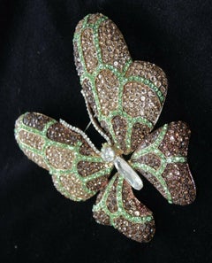 Designer Signed CARLO ZINI Large Butterfly Sparkling Crystal Brooch Pin Italy