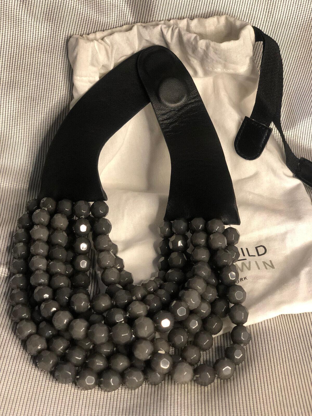 Simply Fabulous! Designer 8 Row Multi Strand Gray Bead and Leather Necklace with magnetic clasp closure. Necklace measures approx. 18