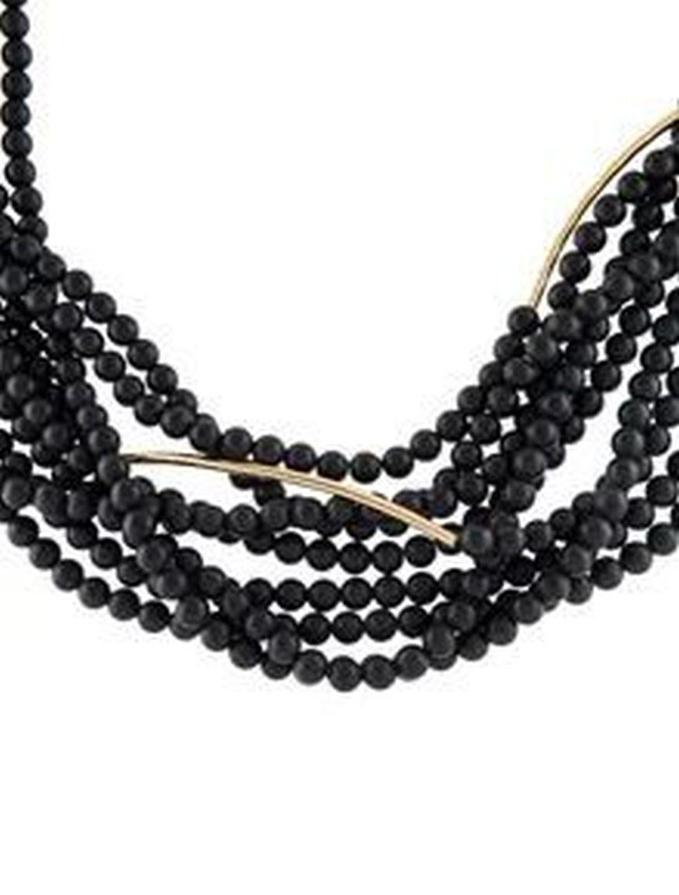 Modern Designer Signed Fairchild Baldwin NYC Bella Black Beads Multi-Strand Necklace  For Sale