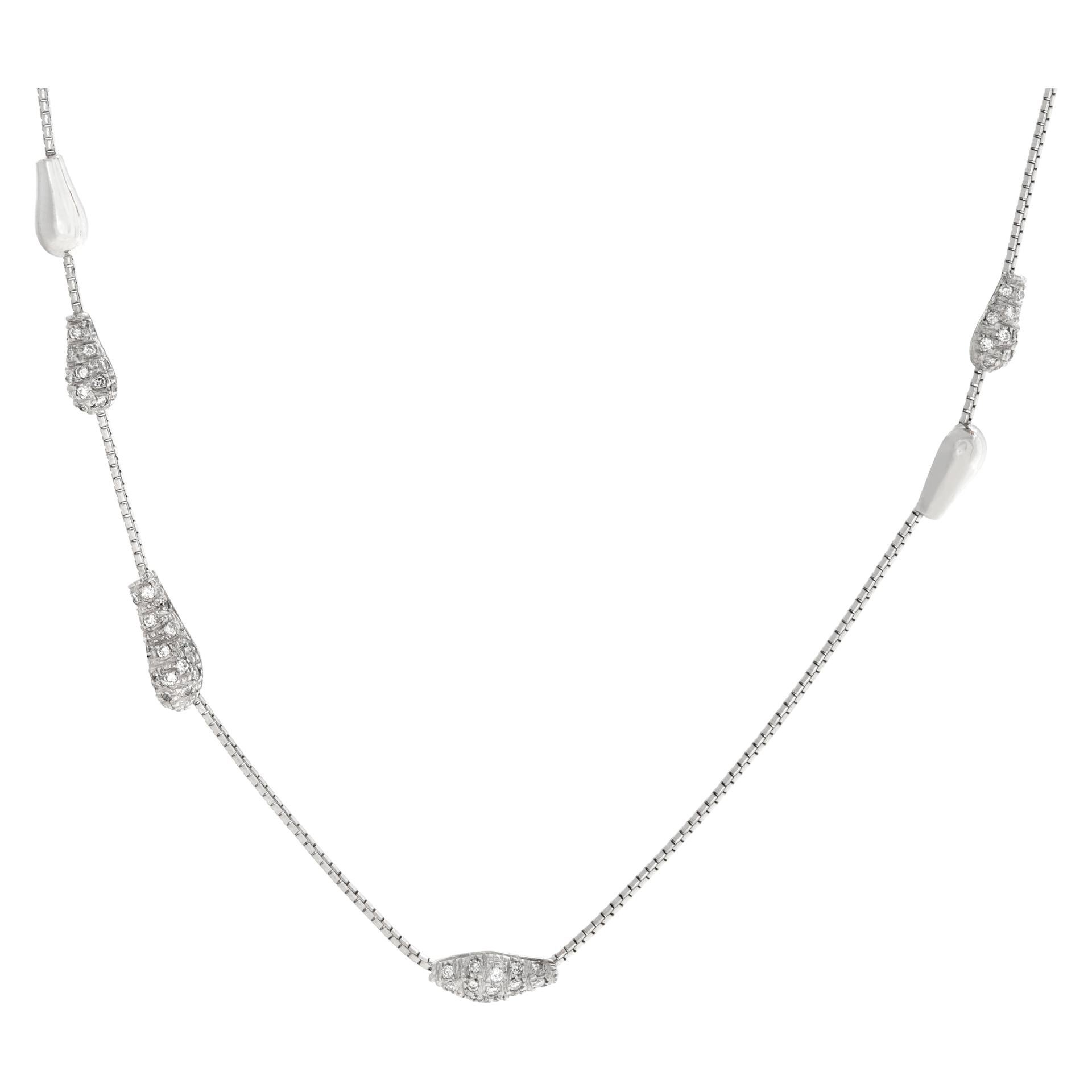 Designer signed Henry Stern diamonds necklace set in 18K white gold. Round brilliant cut diamonds total approx weight 1.00 carat, estimate F color, VVS clarity. 16 inches length.