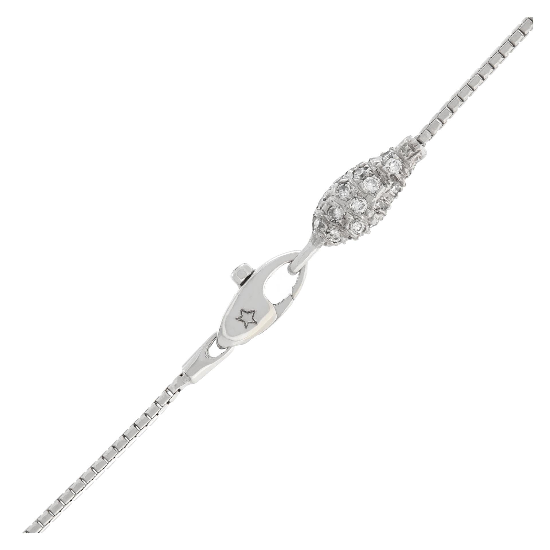 Women's Designer Signed Henry Stern 18k White Gold Diamonds Necklace For Sale