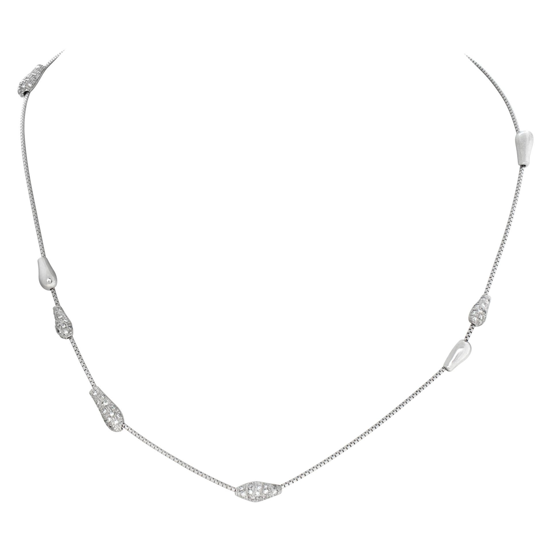 Designer Signed Henry Stern 18k White Gold Diamonds Necklace For Sale
