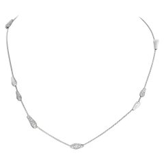 Vintage Designer Signed Henry Stern 18k White Gold Diamonds Necklace