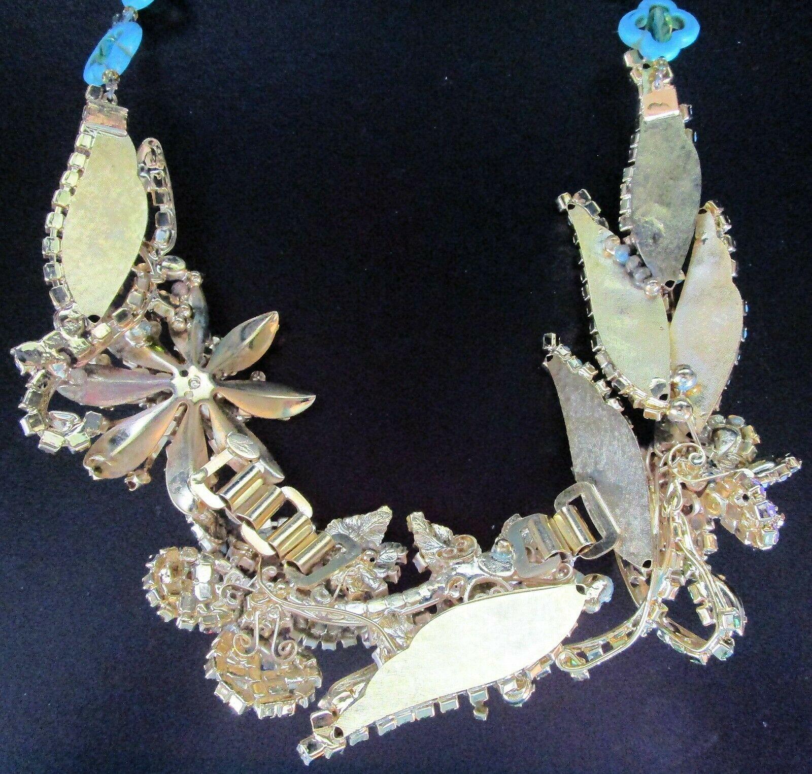 Women's Designer Signed Ken Morrison Rare Vintage Crystal Bumble Bee Garden Necklace For Sale