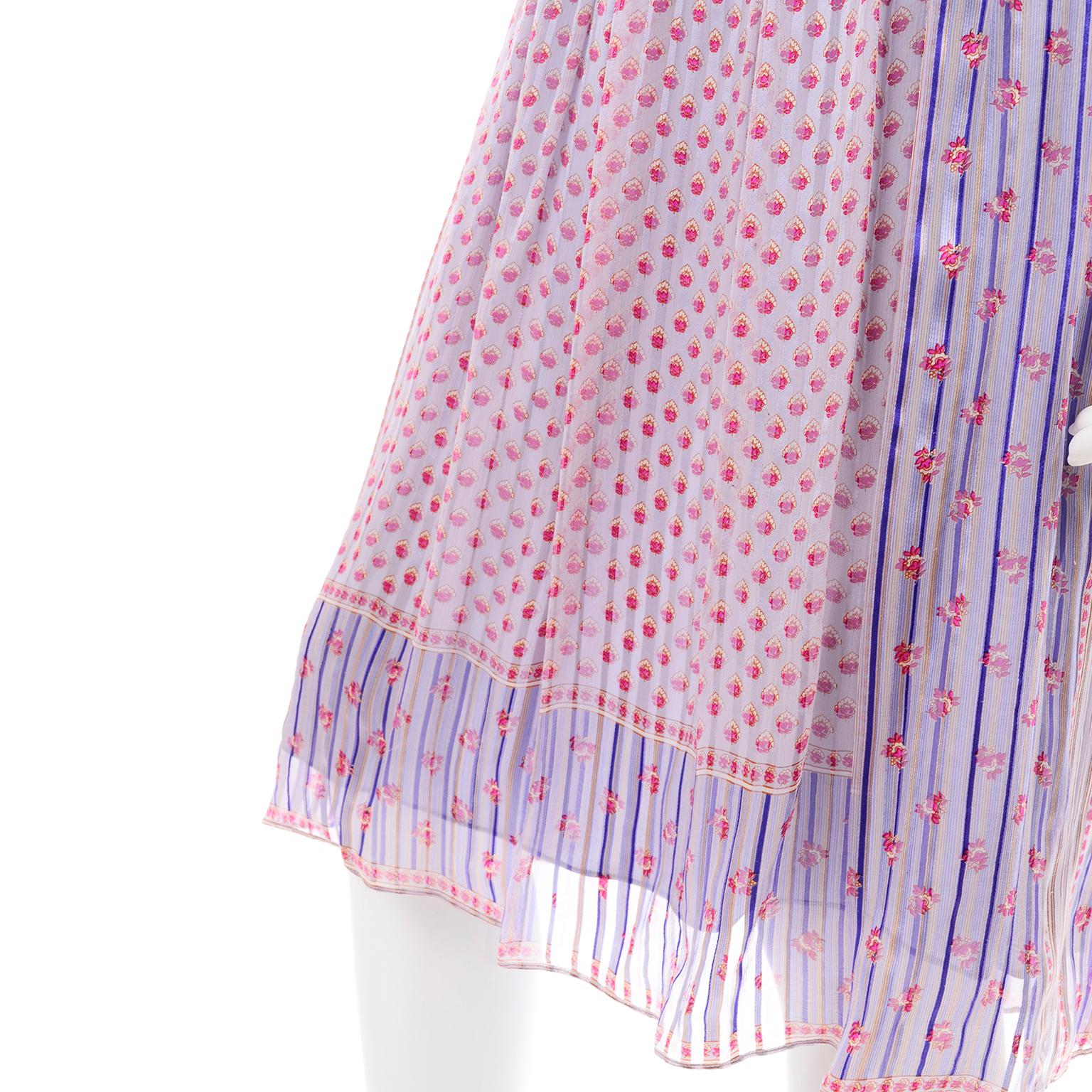 Designer Silk Chiffon 2 Pc Dress in Purple Yellow Pink Floral Print Pattern Mix 10