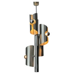 Designer Silver Lamp with Four Silver-Top Bulbs