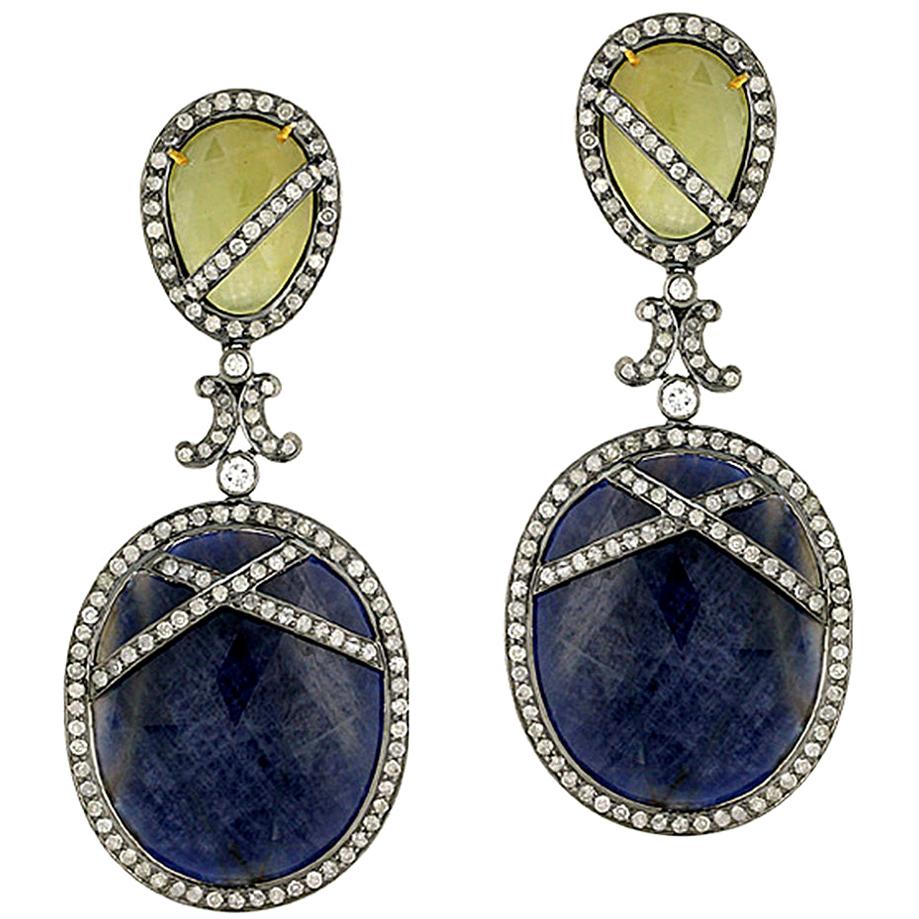 Slice Yellow Diamond Gold Earrings For Sale at 1stDibs