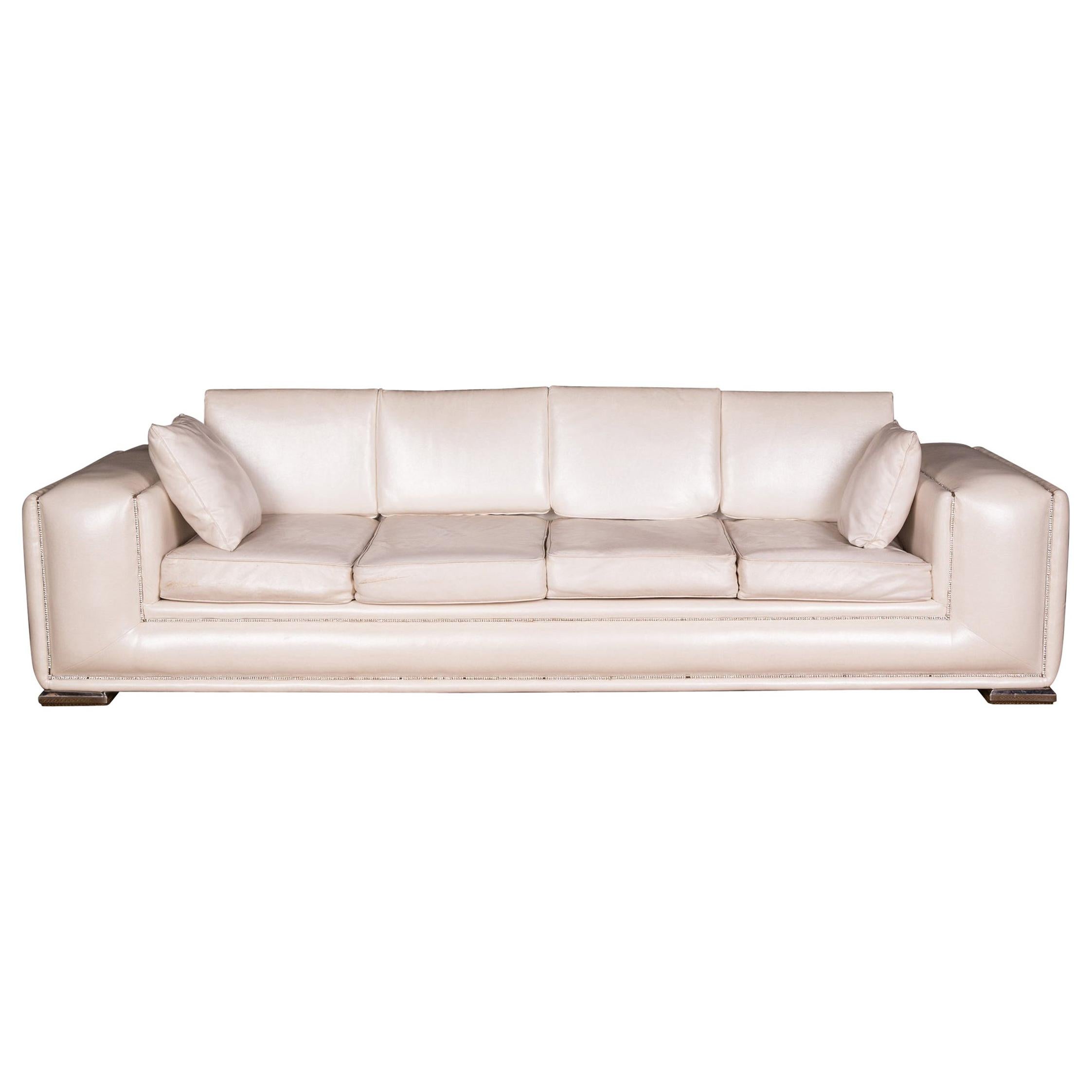 Designer Sofa Four-Seat with Swarovski Stones Rhinestones For Sale