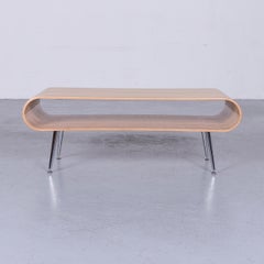 Designer Sofa Table Ash Brown Brass Retro Chic Wood