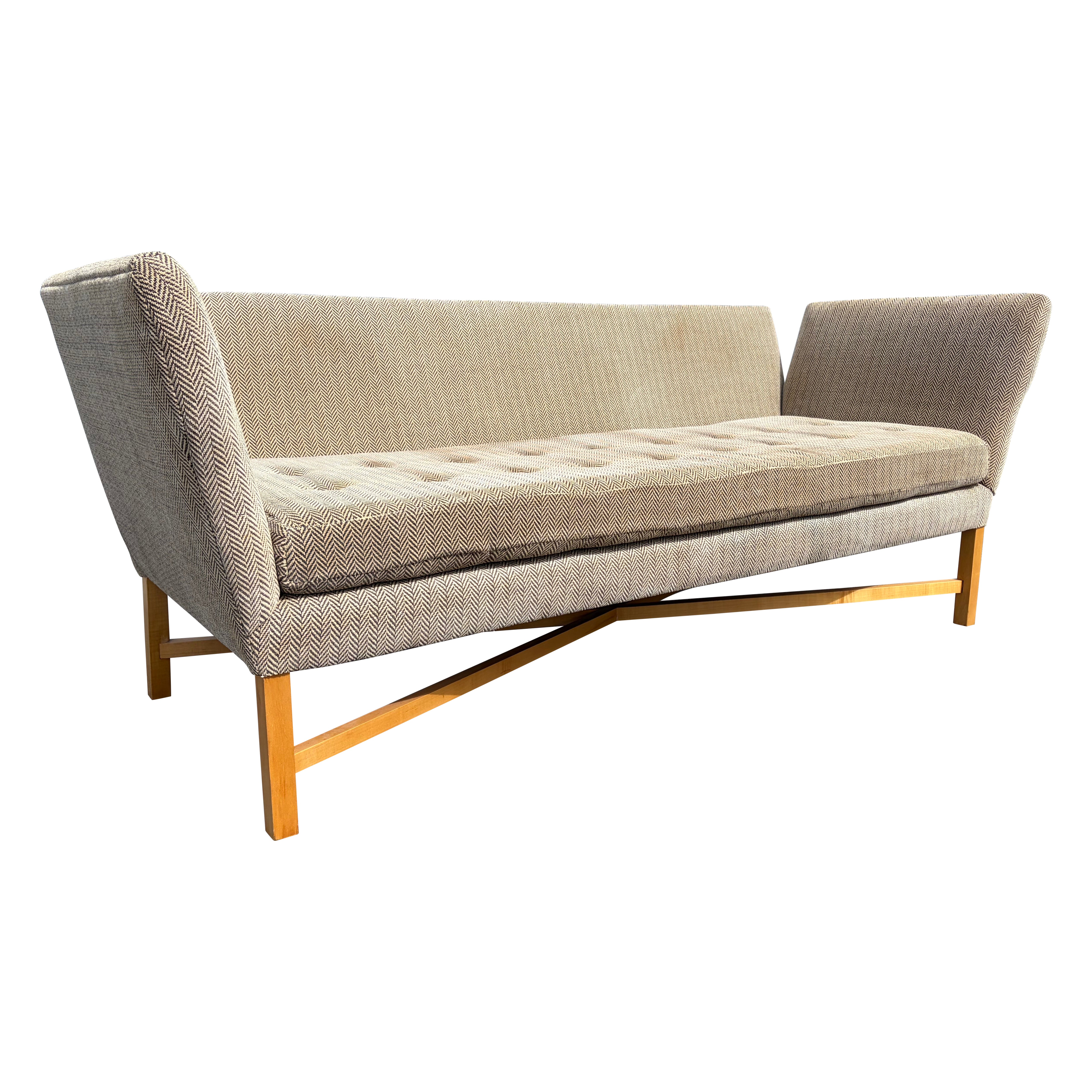 Designer Sofa with X-Base Stretcher For Sale