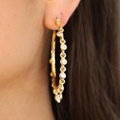 Designs Sonia B Diamond Dangle 14k Gold Hoop Ears