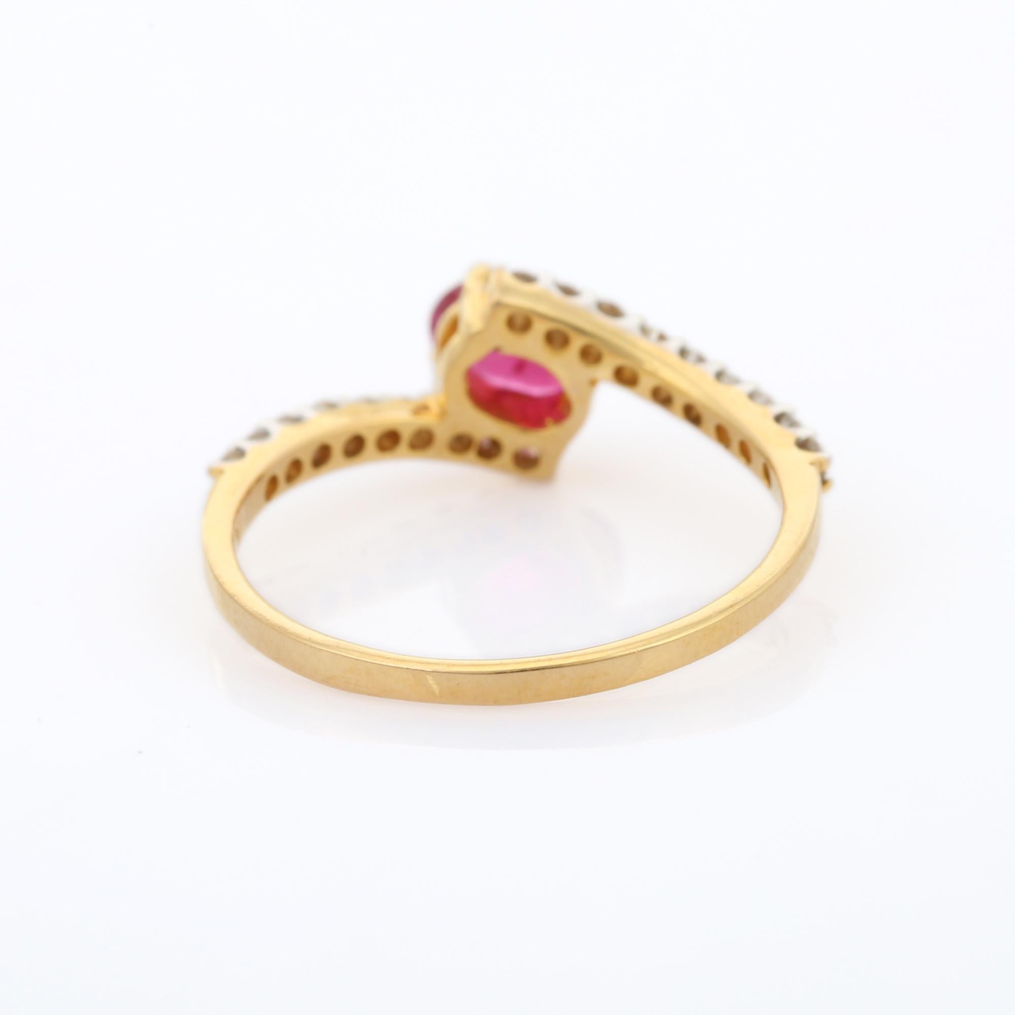 For Sale:  Designer Natural Diamond and Ruby Ring in Solid 18k Yellow Gold 3