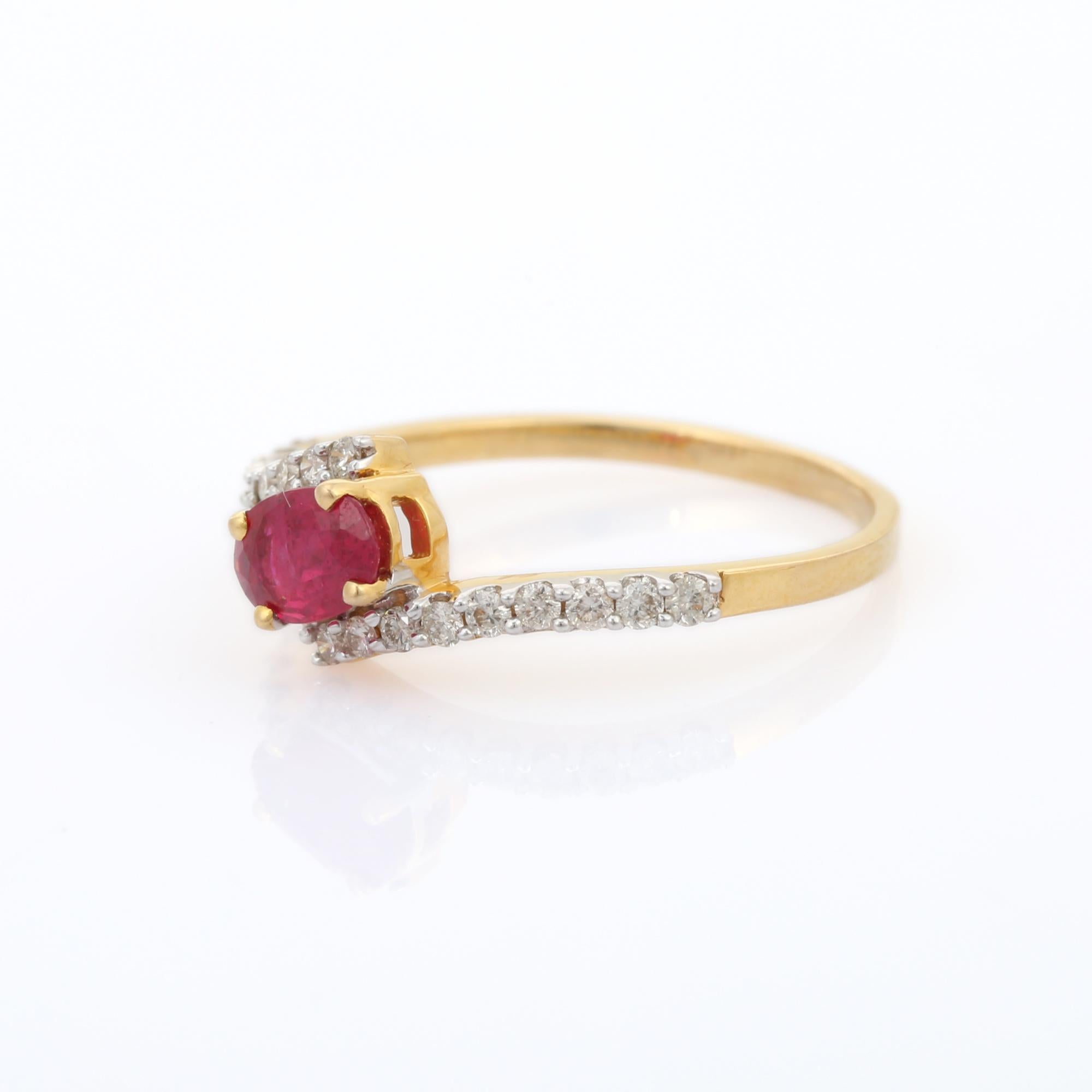 For Sale:  Designer Natural Diamond and Ruby Ring in Solid 18k Yellow Gold 4