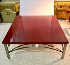 Designer Square Cocktail Table Padauk and Stainless Steel