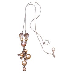 Designer Sterling Silver & 9-Karat Gold Pearl Drop Necklace
