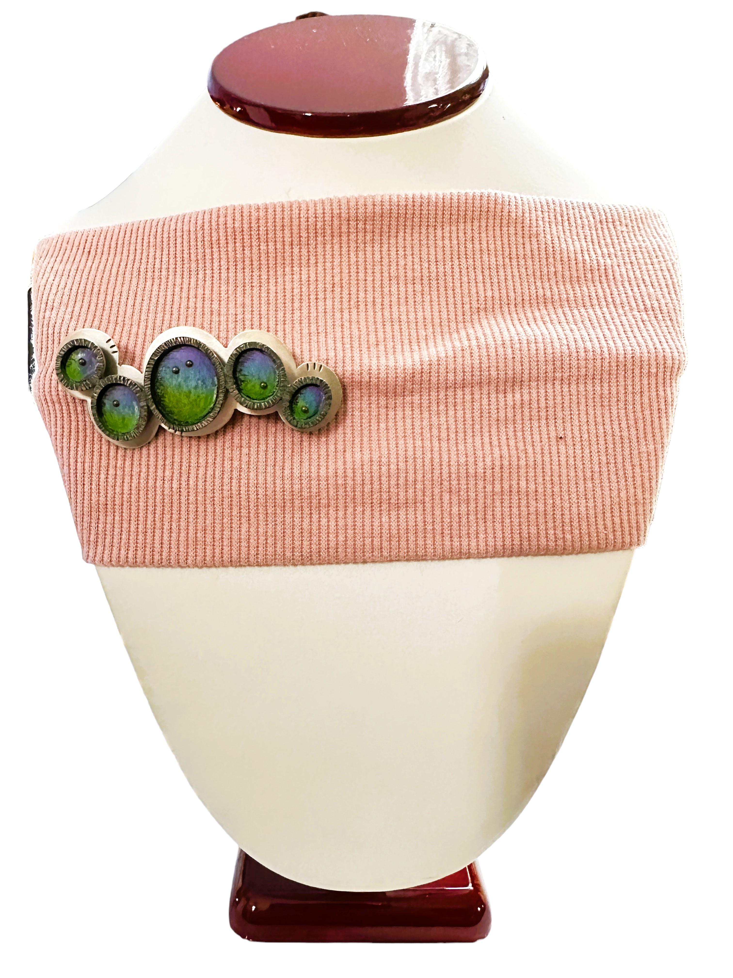 Modernist Designer Sterling Silver Colored Sphere Pendant/Brooch Necklace Deb Karash