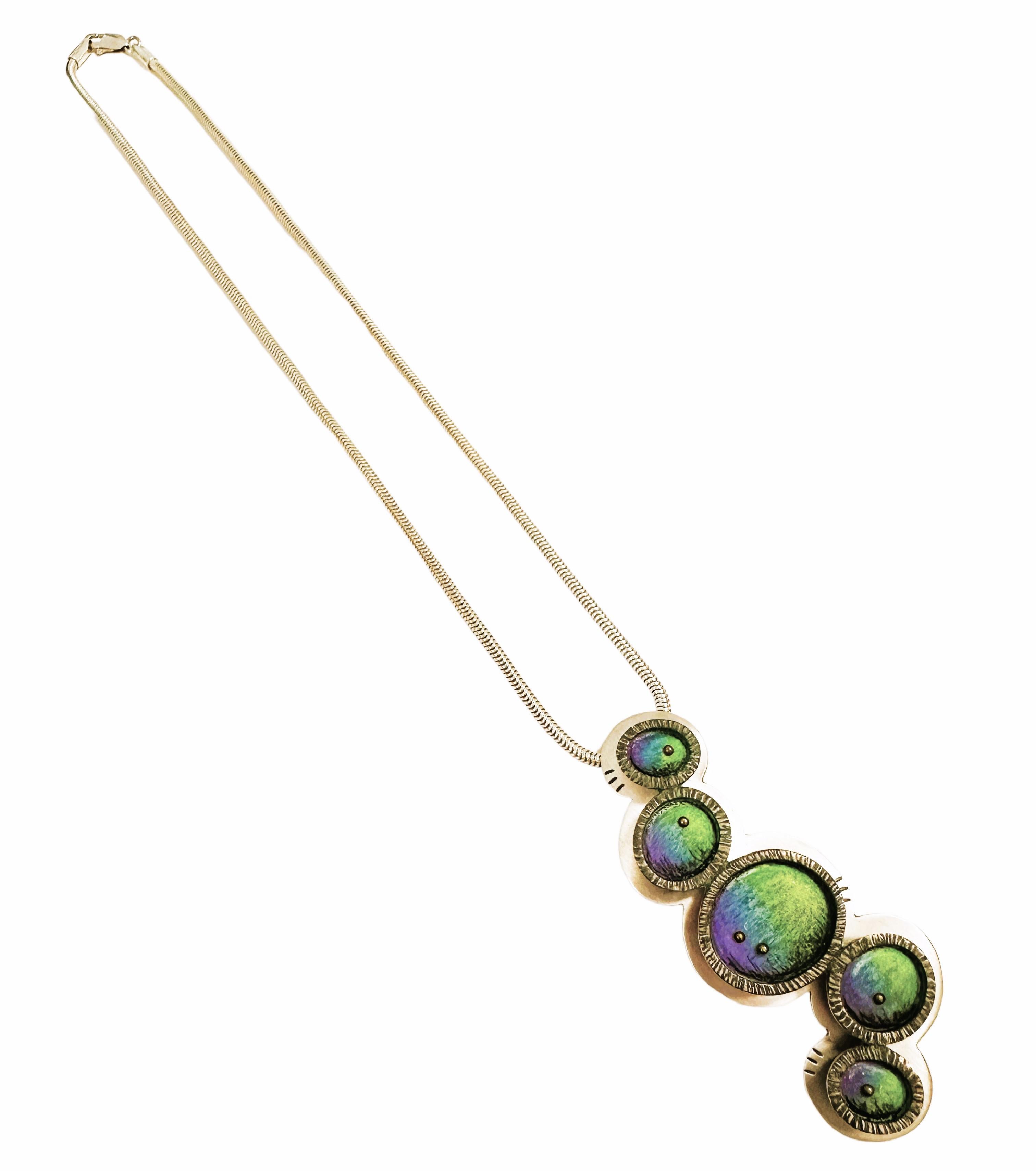 Designer Sterling Silver Colored Sphere Pendant/Brooch Necklace Deb Karash 1
