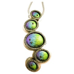 Designer Sterling Silver Colored Sphere Pendant/Brooch Necklace Deb Karash