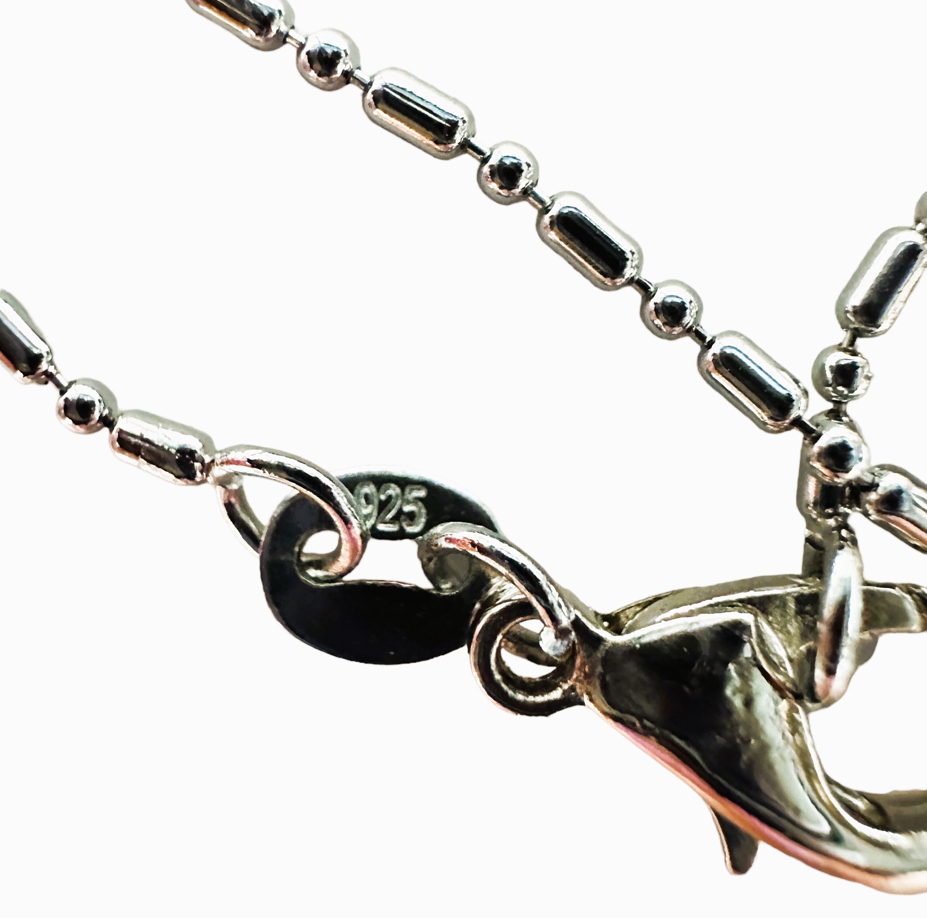 Designer Sterling Silver & Pearl Pendant Necklace 16 Inches For Sale 2