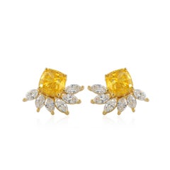 Designer Studs Solid 14k Yellow Gold Jewelry Lab Diamond Dainty Earrings