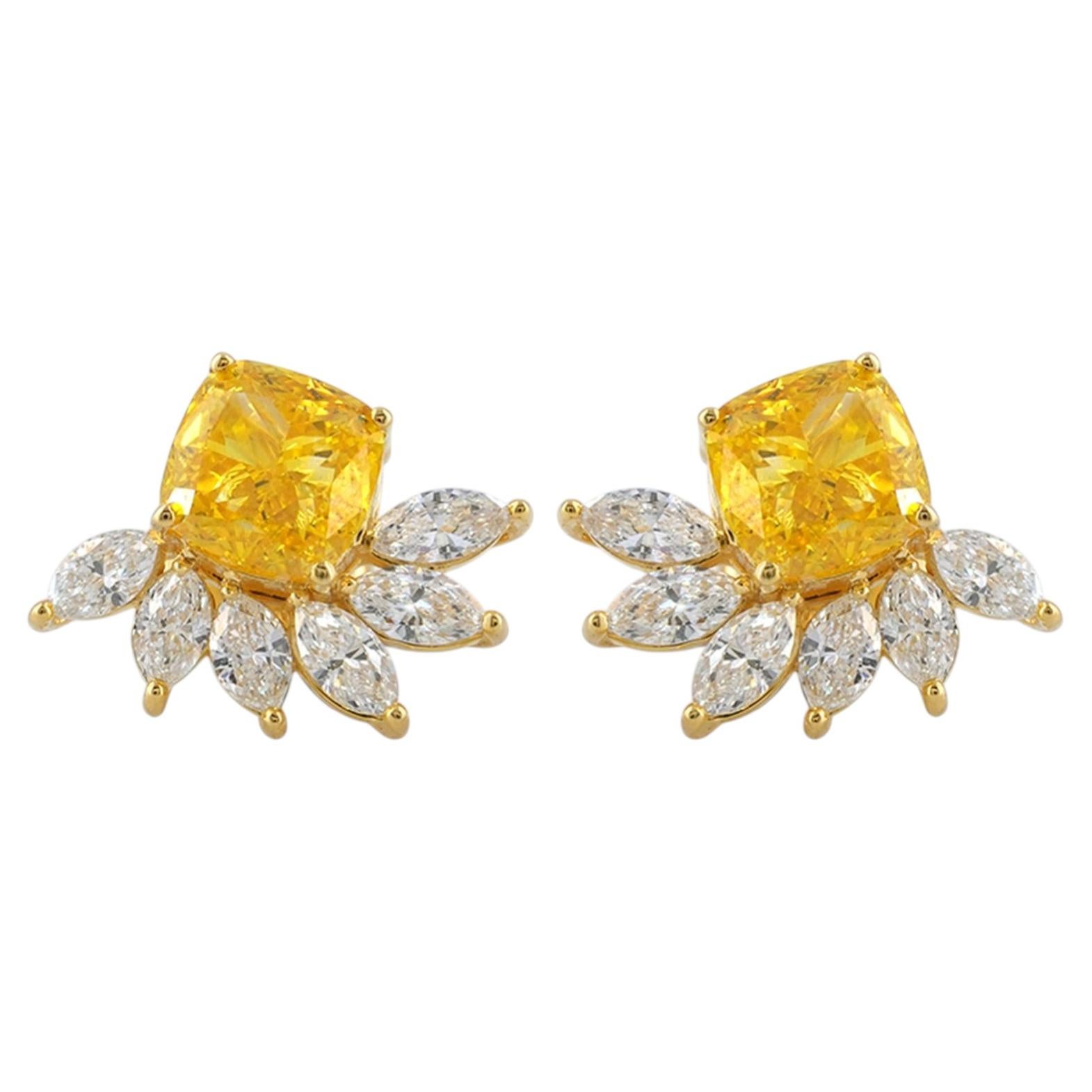 Designer Studs Solid 14k Yellow Gold Jewelry Lab Diamond Dainty Earrings