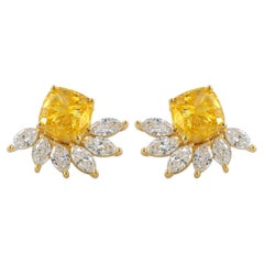 Designer Studs Solid 14k Yellow Gold Jewelry Lab Diamond Dainty Earrings