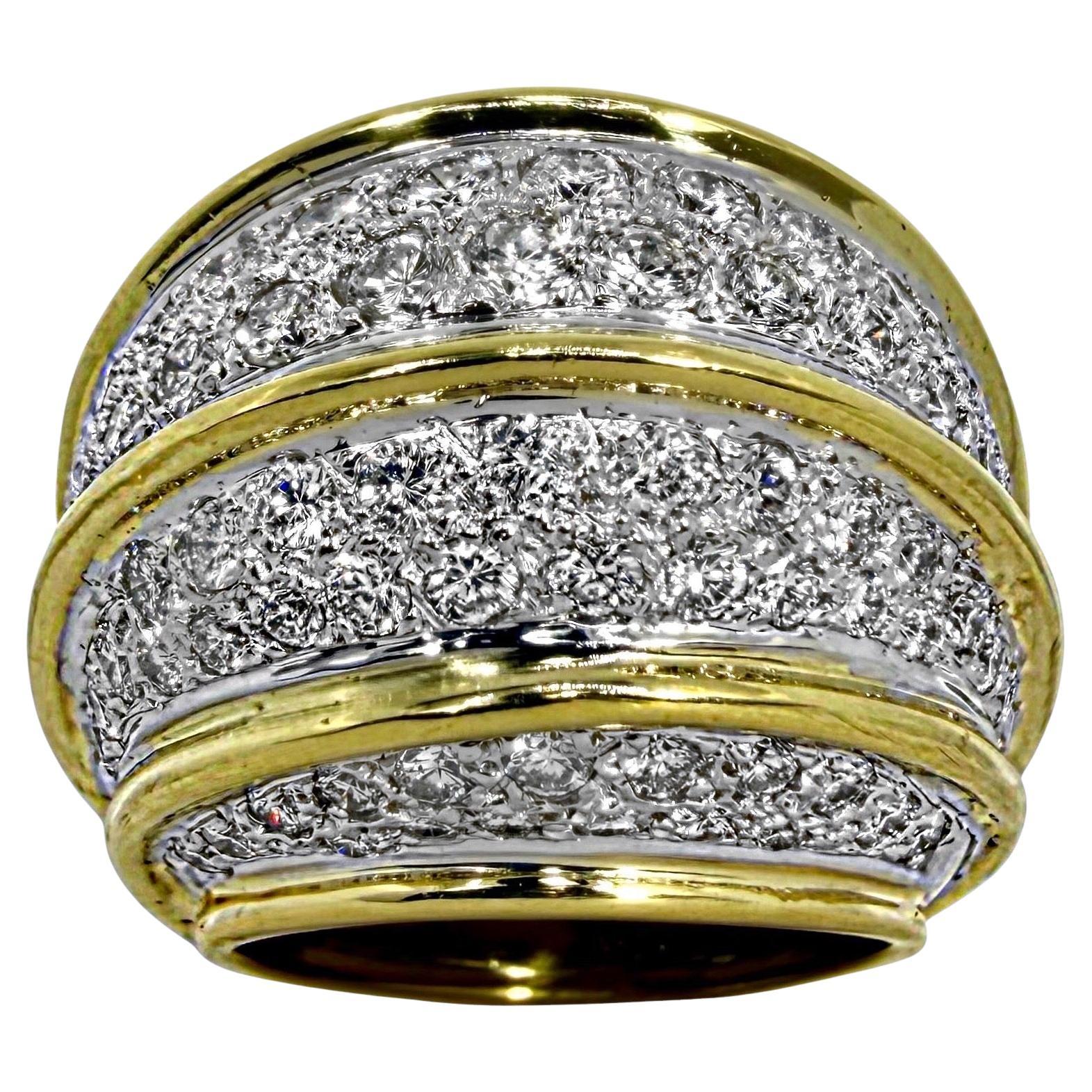 Designer Style Large Scale Vintage Bombe Diamond Dome Ring