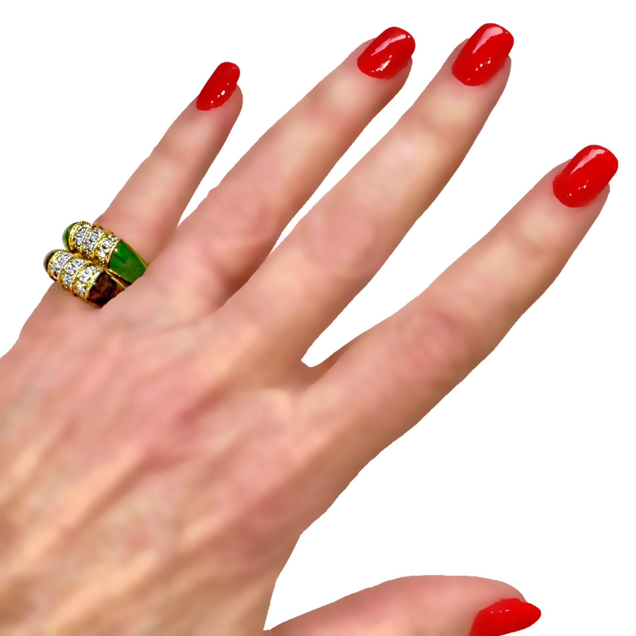 Paar Stapelringe aus Gelbgold, Diamanten und Hartstein im Designer-Stil 5