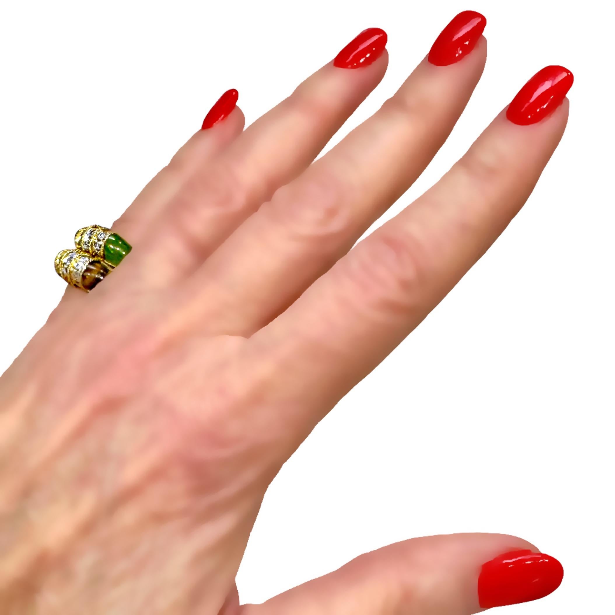Paar Stapelringe aus Gelbgold, Diamanten und Hartstein im Designer-Stil 6