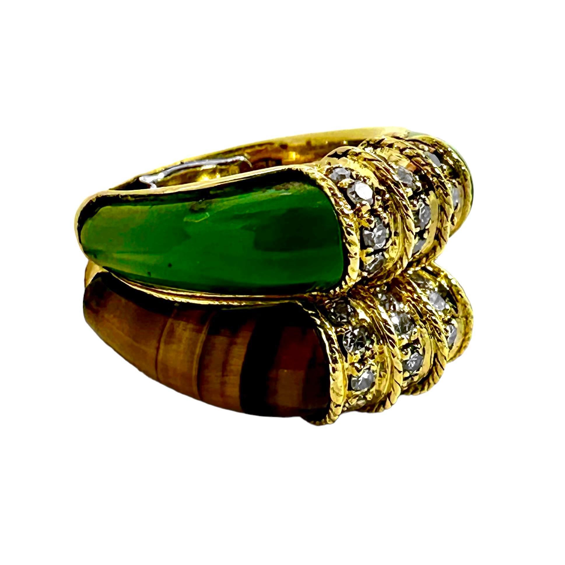 Paar Stapelringe aus Gelbgold, Diamanten und Hartstein im Designer-Stil (Moderne)