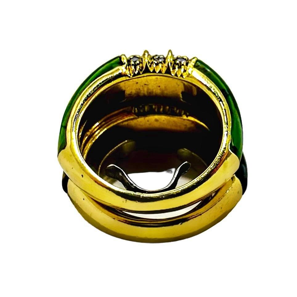 Paar Stapelringe aus Gelbgold, Diamanten und Hartstein im Designer-Stil (Einfacher Schliff)