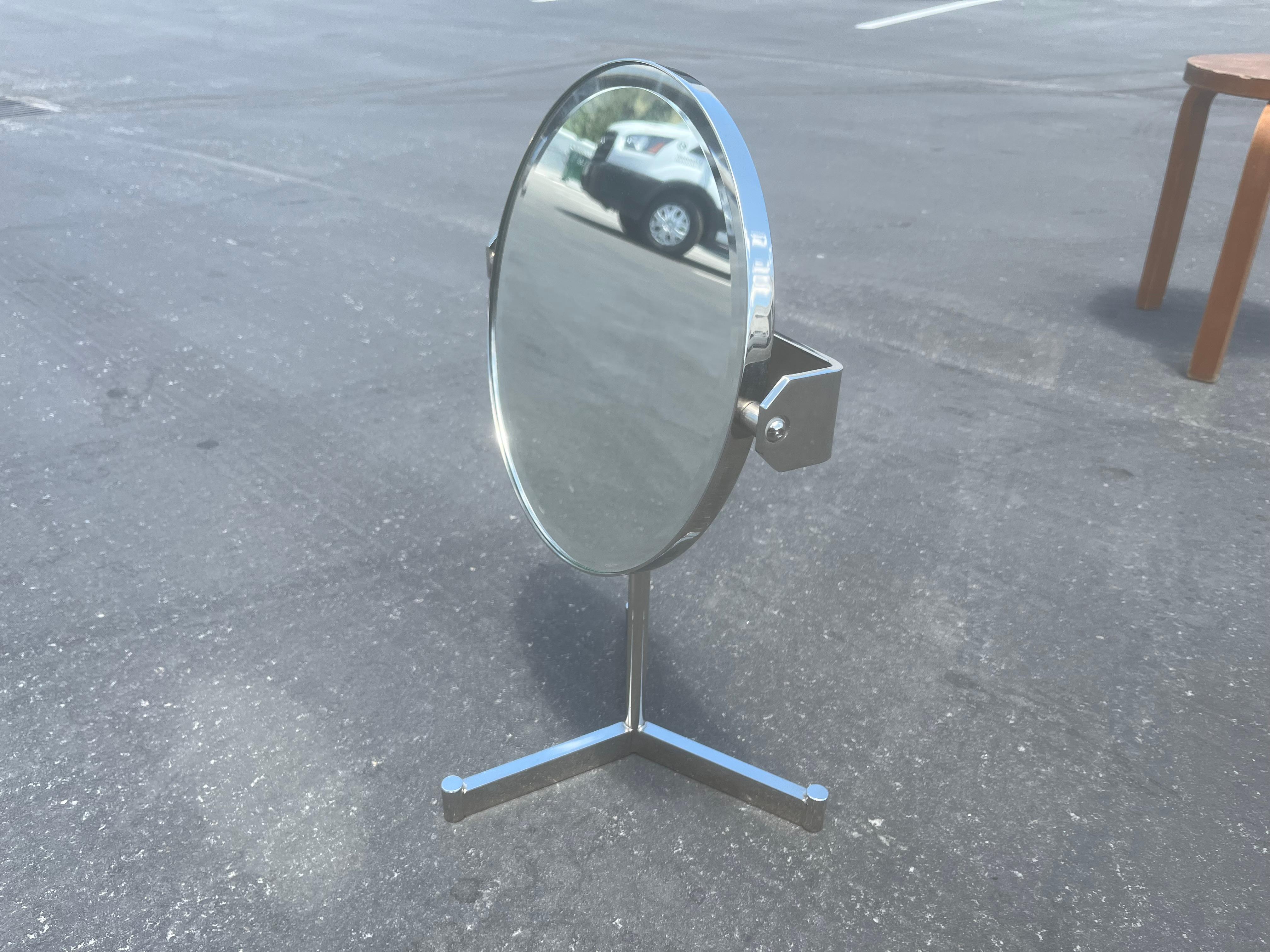 Designer Table Mirror, Nickel For Sale 3
