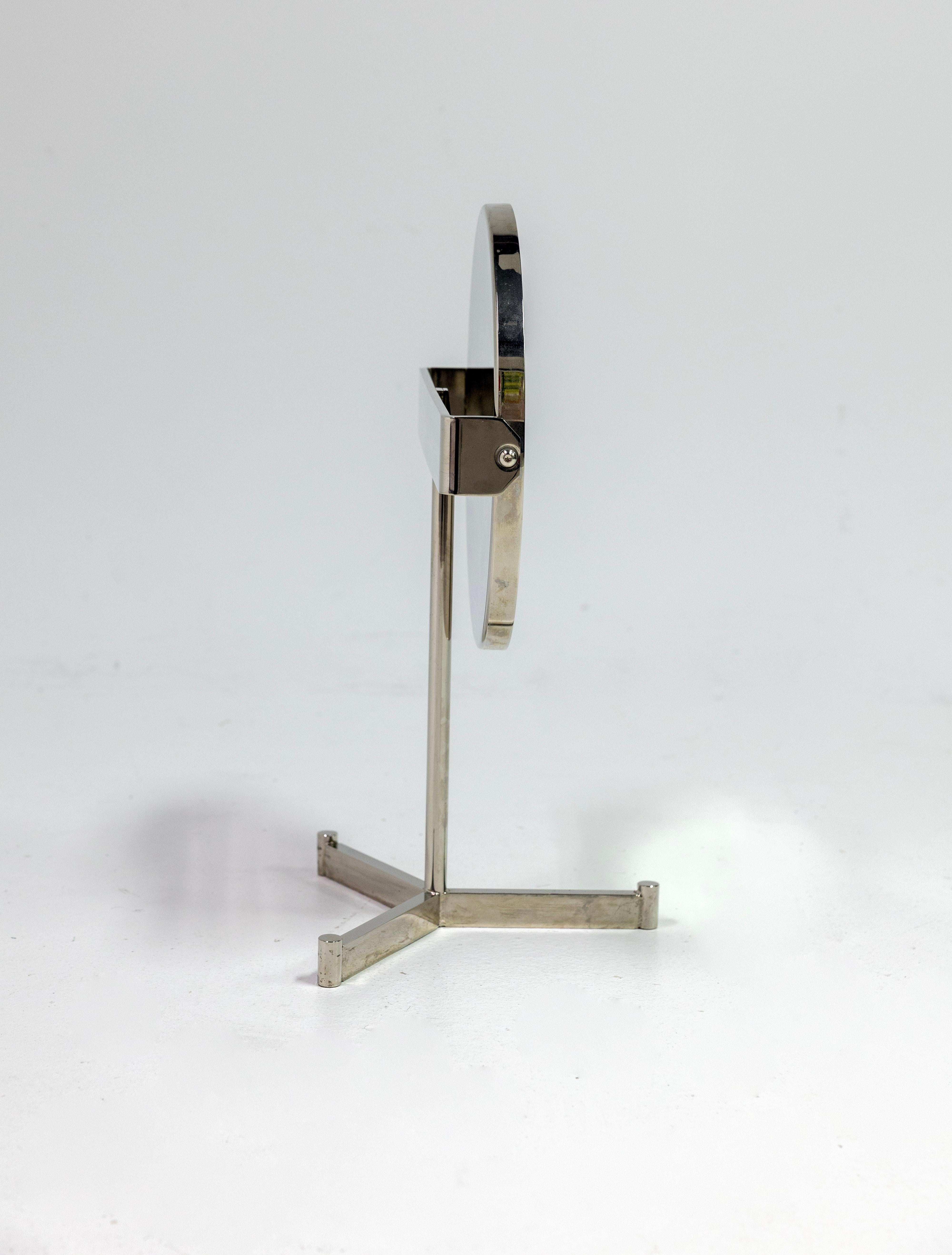 Designer Table Mirror, Nickel In Good Condition For Sale In Miami, FL