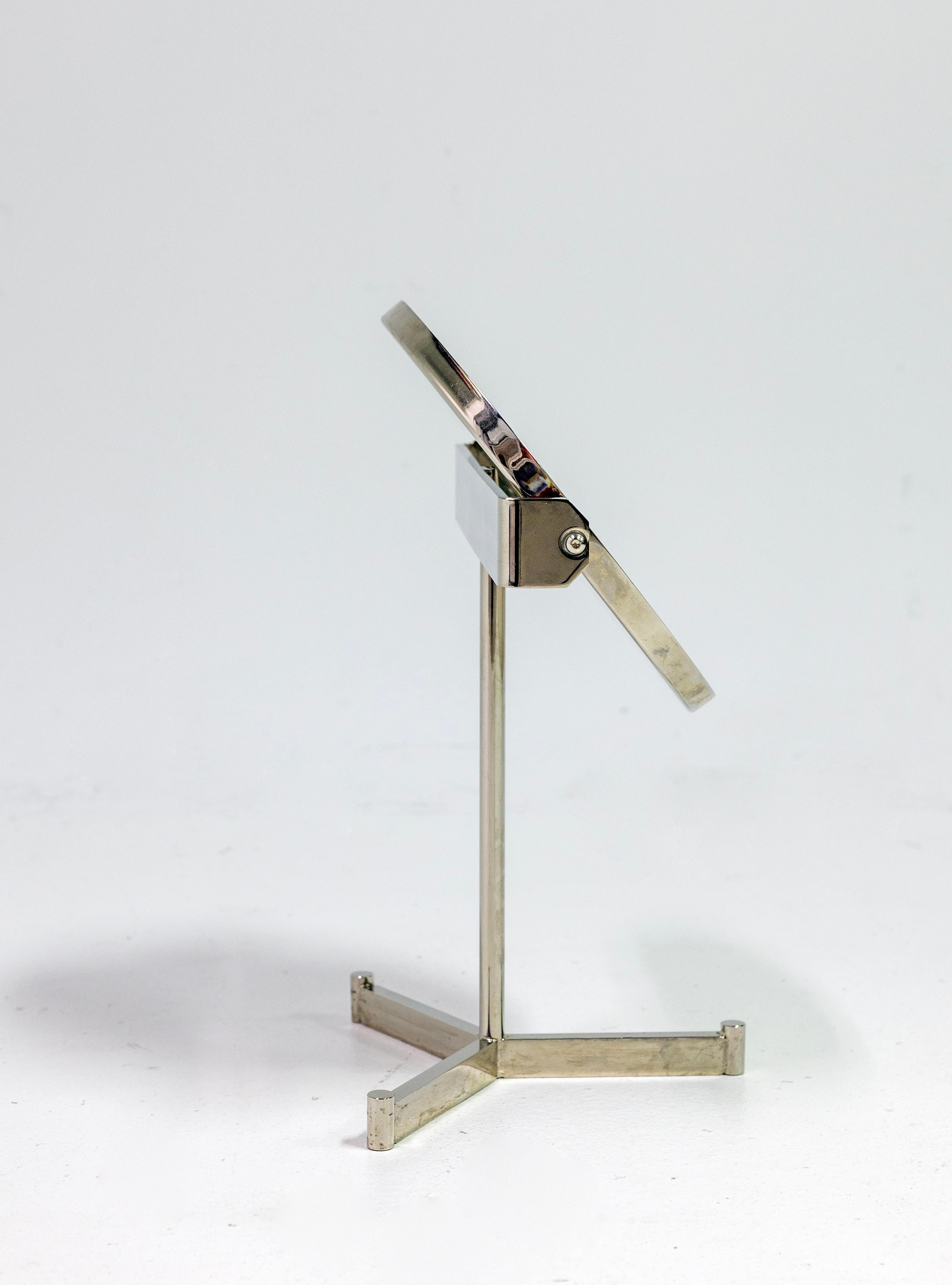 Late 20th Century Designer Table Mirror, Nickel For Sale