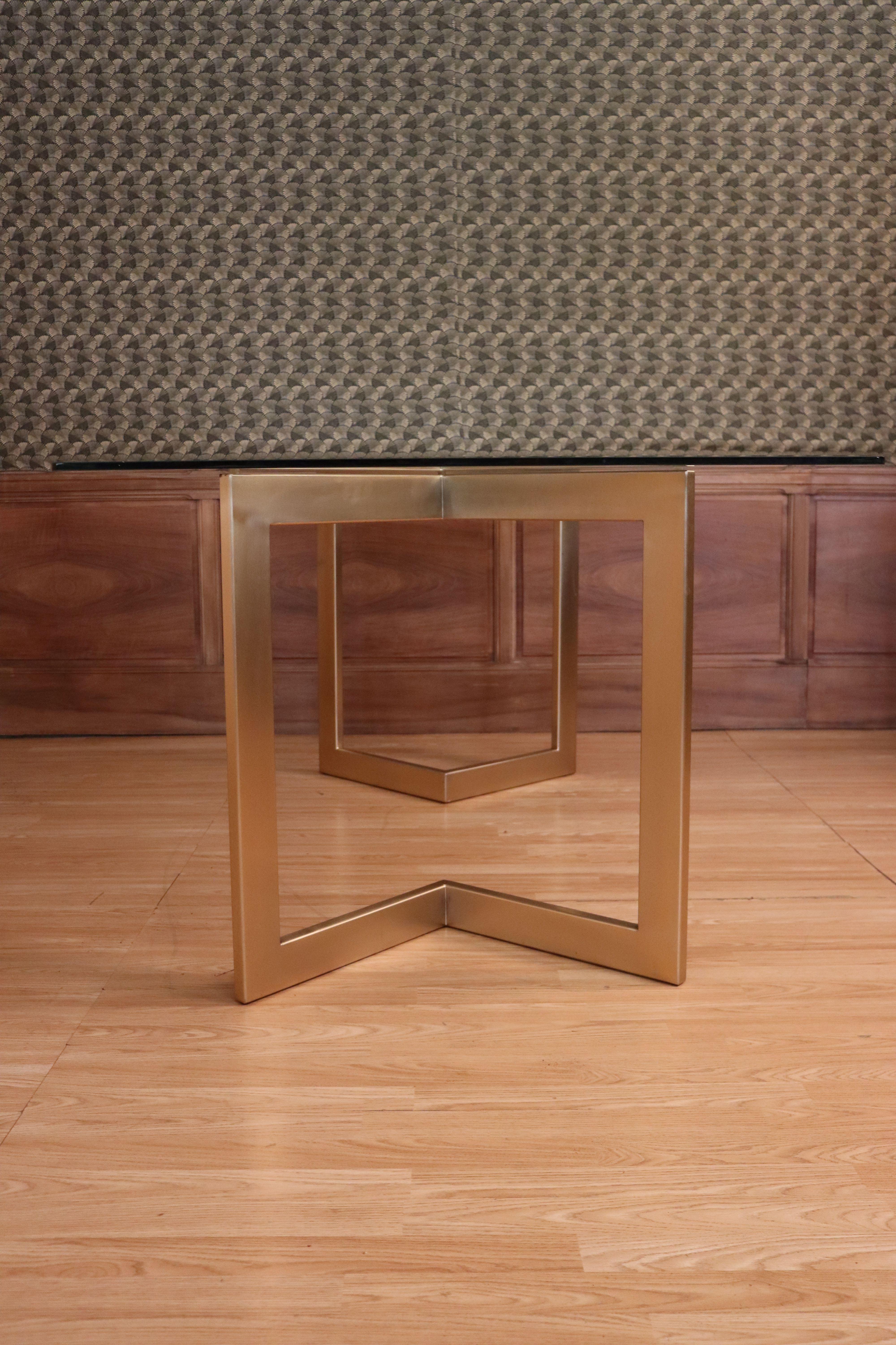 French Designer Table With Golden Base For Sale