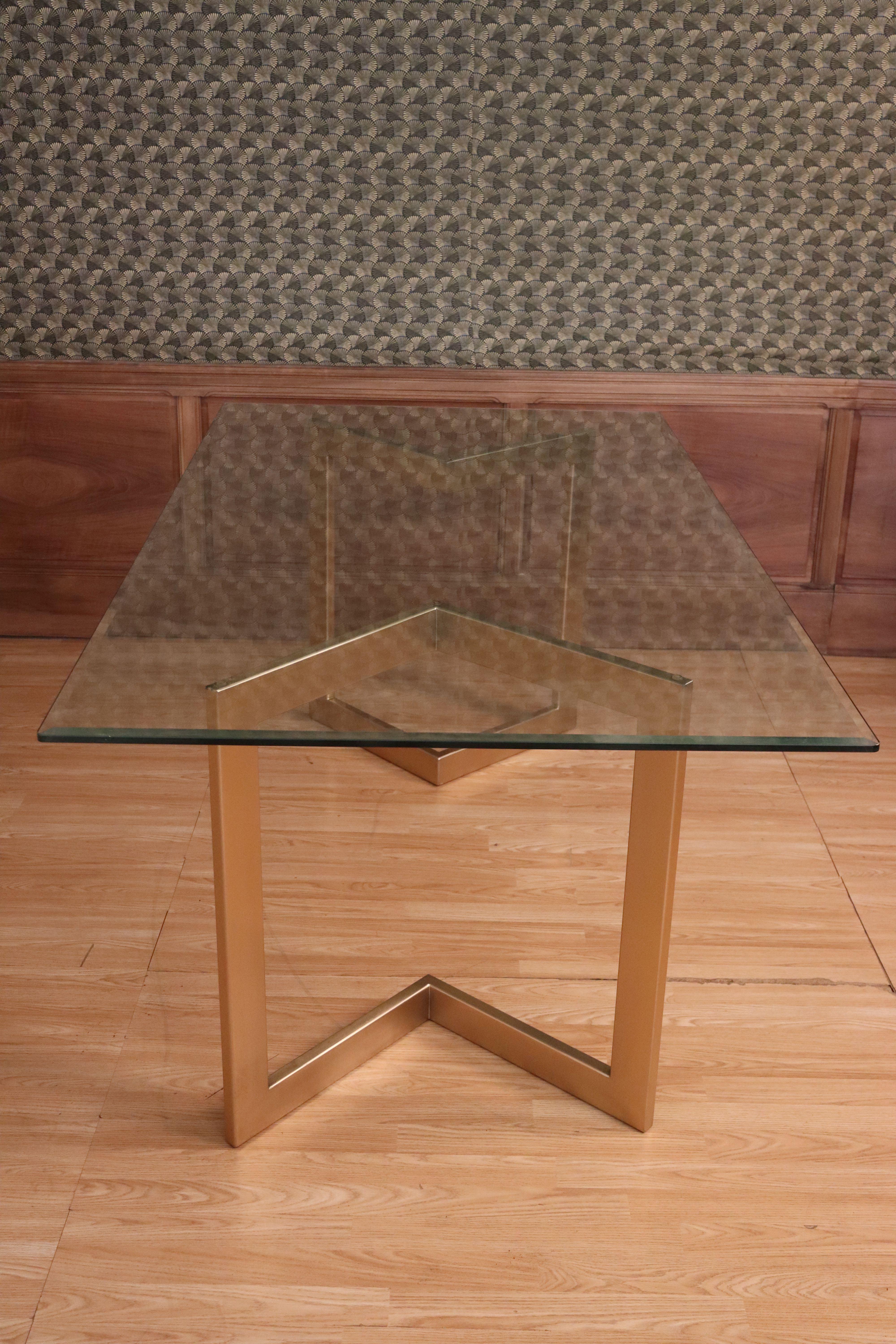 Designer Table With Golden Base In Good Condition For Sale In Charmes, FR