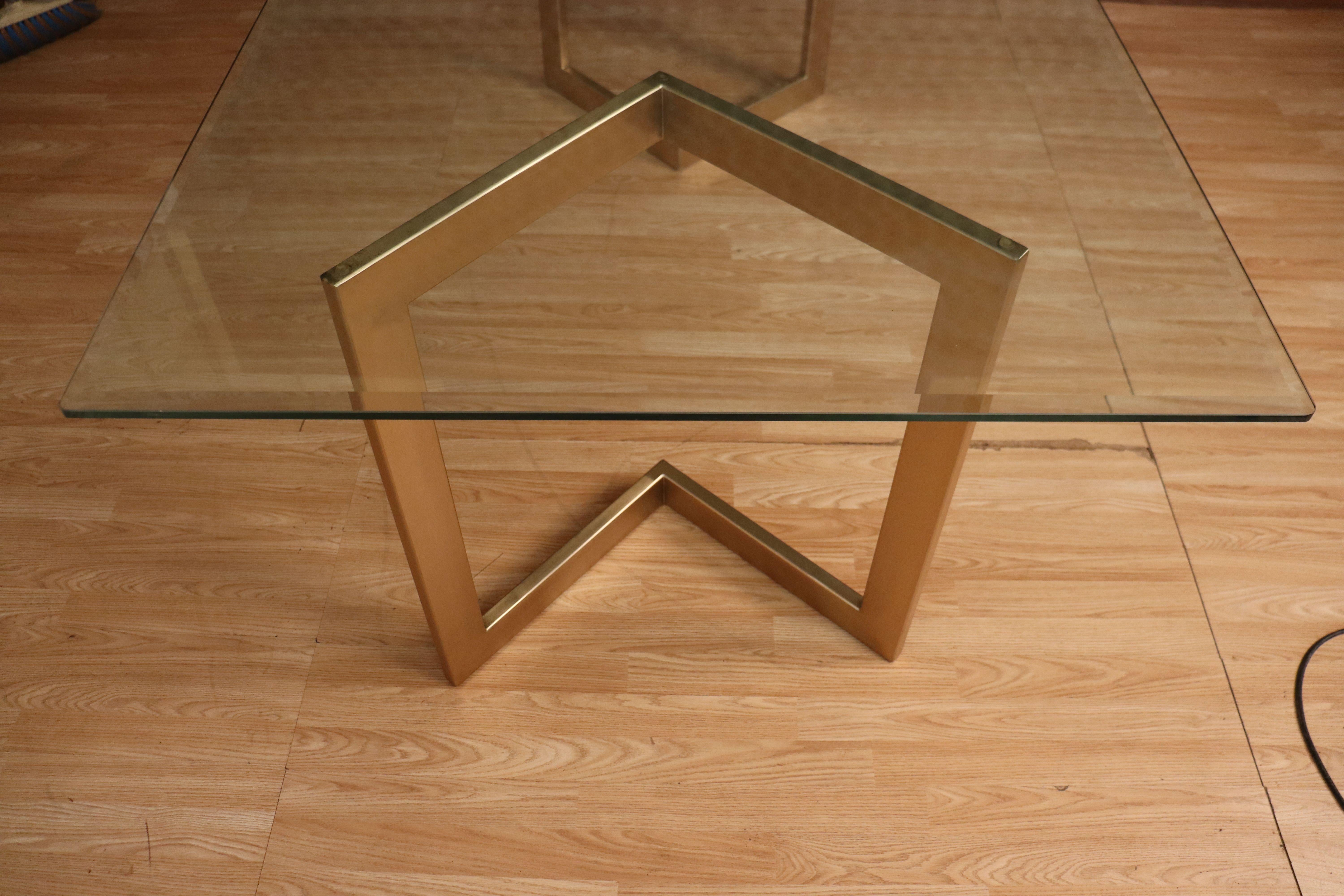 Late 20th Century Designer Table With Golden Base For Sale
